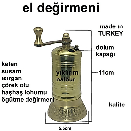 EL DEĞİRMENİ KAHVE KETEN SUSAM ISIRGAN ÇÖREK OTU HAŞHAŞ TOHUMU ÖĞÜTME DEĞİRMENİ