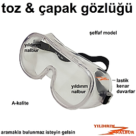 TOZ GÖZLÜĞÜ ÇAPAK GÖZLÜĞÜ KORUMA GÖZLÜĞÜ ŞEFFAF RENK KALİTE
