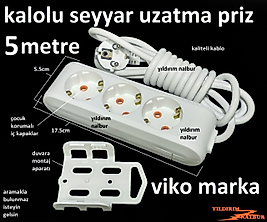 VİKO SEYYAR KABLO 5METRE UZATMA KABLO ÇOCUK KOR UZUN KABLO BEŞ METRE