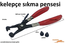 YEDEKLİ KELEPÇE SIKMA PENSESİ KLİPS PENSE MANDALLI OTO RADYATÖR KELEPÇE PENSESİ 1.KALİTE SAĞLAM