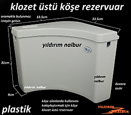 VİSAM KLOZET ÜSTÜ KÖŞE PLASTİK REZERVUAR BASMALI KÖŞE KLOZET DEPOSU