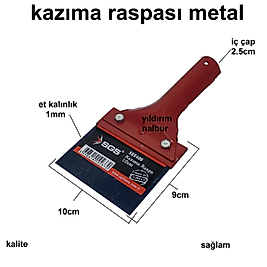 RASPA KAZIMA 10CM RASPASI SAPTAK ISPATULA KOMPLE METAL UFAK BOY