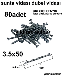 SUNTA VİDASI 3,5X50 80 ADET AHŞAP VİDASI İNCE UZUN KALİTELİ