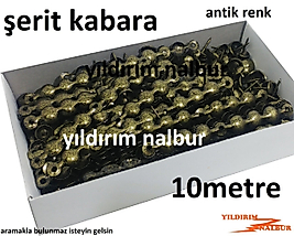 PAKET 10 METRE ŞERİT KABARA RAPTİYE ÇİVİ KOLTUK ÇİVİSİ ANTİK RENK YER UZUN