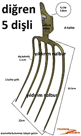 DİĞREN 5 Lİ YABA 5 DİŞ DİGREN OT SAMAN ATMA KÜREĞİ