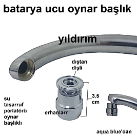 BATARYA UCU FİLTRE OYNAR KAFA SU TASARRUFLU DIŞTAN DİŞLİ PERLATÖR 1.KALİTE