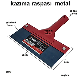 RASPA KAZIMA 20CM RASPASI SAPTAK ISPATULA KOMPLE METAL