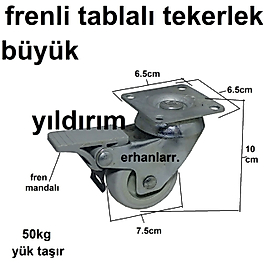 FRENLİ SEHPA TEKERLEĞİ MASA TEKERLEĞİ TEZGAH TEKER DUBLE BÜYÜK