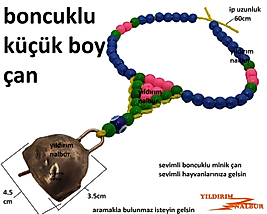 BONCUKLU ÇAN MİNİ BOY HAYVAN ÇANI BONCUKLU TASMA ZİL KUZU KEÇİ İNEK KÖPEK ÇANI