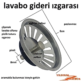 ÇÖPMAK BÜYÜK KAFA IZGARA PİMLİ LAVABO GİDERİ PİSLİK TUTUCU BİLYALI
