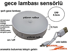 SENSÖRLÜ GECE LAMBASI ŞARJLI LEDLİ ANAHTARLI DEPREM LAMBASI