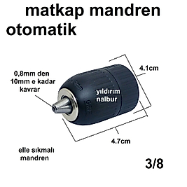 MATKAP MANDRENİ 3/8 OTOMATİK MANDIREN MATKAP KAFASI MANUEL KÜÇÜK BOY KAFA