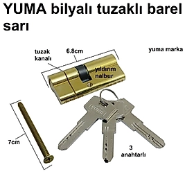 YUMA BİLYALI BAREL TUZAKLI 68MM KAPI GÖBEĞİ KAPI KİLİDİ ÇELİK KAPI GÖBEK