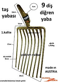 DİĞREN 9 DİŞ TAŞ YABASI KALİTELİ YABA SAMAN DİRGEN AVUSTURYA DUBLE BÜYÜK BOY DOKUZLUK