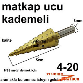 KADEMELİ MATKAP UCU 4MM X 20MM KONİK MATKAP UCU HOBİ MATKAP SETİ