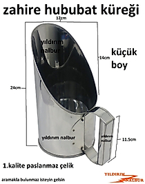PASLANMAZ KROM ZAHİRE HUBUBAT KÜREĞİ KÜÇÜK BOY YARIM MAŞRAPA ŞAŞÜLE BAKLİYAT KÜREK