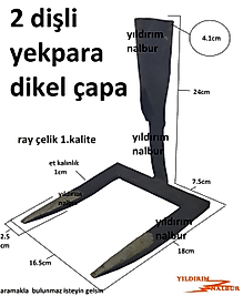 DİKEL ÇAPA 2DİŞ TIRMIK ÇAPA RAY ÇELİK YEKPARE SARIMSAK SOĞAN ÇAPASI ÇELİK 2 Lİ
