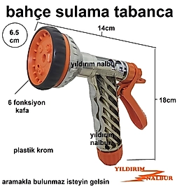 BAHÇE SULAMA TABANCA 6 FONKSİYON PLASTİK KROM HORTUM TABANCASI FİSKİYESİ TETİKLİ