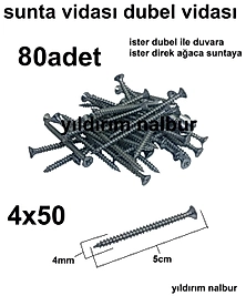 SUNTA VİDASI 4X50 80 ADET AHŞAP VİDASI TAHTA VİDASI