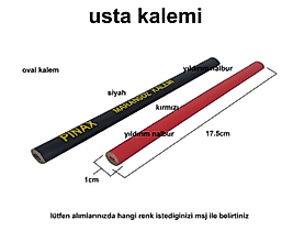 USTA KALEMİ İNŞAAT MARANGOZ KALEMİ KURŞUN KALEM KIRMIZI SİYAH