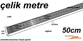 ÇELİK METRE 50CM BÜYÜK BOY ÇELİK CETVEL 50 SANTİM METAL CETVEL ÇELİK METRE