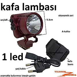 KAFA FENERİ 1 LED 5.3CM LAMBA KAFA LAMBASI GECE LAMBASI ŞARJLI