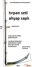 GÜNAŞ TIRPAN 80 LİK BÜYÜK BOY AĞAÇ SAPLI TAKIM AHŞAP SAPLI DUBLE OT DİKEN BİÇME ORAK