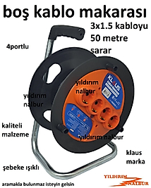 BOŞ MAKARA KABLO BOŞ KABLO 1.KALİTE SARMA MAKARASI KLAUS SEYYAR KABLO MAKARASI 4 LÜ