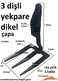 DİKEL ÇAPA 3 DİŞ RAY ÇELİK YEKPARE SARIMSAK SOĞAN ÇAPASI TIRMIK KALİTE