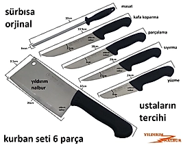 KURBAN SETİ BIÇAK 6 PARÇA KURBAN BIÇAĞI MASAT KASAP BIÇAĞI