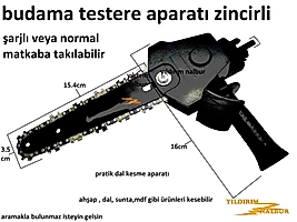 BUDAMA TESTERE APARATI ZİNCİRLİ ŞARJLI MATKAP TESTERESİ PRATİK KESKİN.
