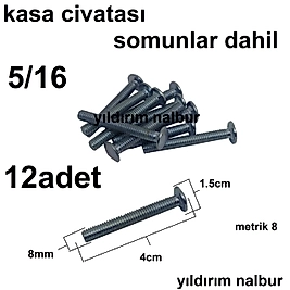 KASA CİVATASI 8X40 12 ADET SOMUNLAR DAHİL KASA CİVATA AHŞAP CİVATA