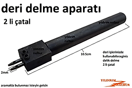 DERİ DELME APARATI 2 Lİ ÇATAL DELİK AÇMA ÇİVİSİ KALİTELİ DİKİŞ YERİ AÇMA
