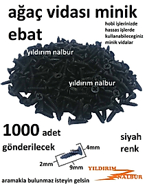 AĞAÇ VİDASI SİYAH RENK HOBİ VİDASI 1000 ADET MİNİK KUTU VİDASI ÇOK AMAÇLI MİNİK SUNTA VİDASI HOBİ