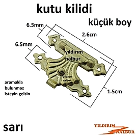 ALTIN SARI KUTU KİLİDİ KÜÇÜK BOY DEKORATİF KLİPS SANDIK KİLİDİ HOBİ KİLİT EMNİYET KİLİDİ