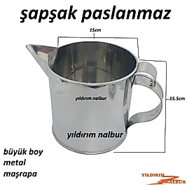 PASLANMAZ ŞAPŞAK 2,5 LT METAL MAŞRAPA BÜYÜK BOY PASLANMAZ ÇELİK