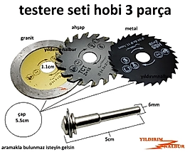 3 PARÇA HOBİ MATKAP TESTERE SETİ GRANİT KESME AHŞAP KESME METAL KESME
