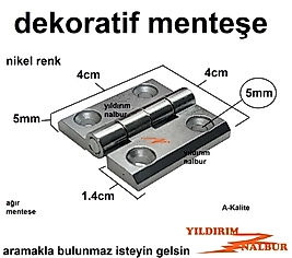 DEKORATİF TAVLA MENTEŞESİ NİKEL MOBİLYA MENTEŞE 4CM KUTU AKSESUAR MENTEŞESİ