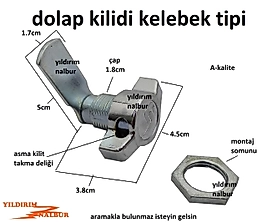 DOLAP KİLİDİ KELEBEK TİPİ ÇEKMECE KİLİT MANDALLI KABİN KİLİDİ