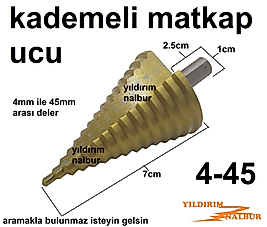 KADEMELİ MATKAP UCU 4-45 KONİK MATKAP UCU HSS METAL UCU