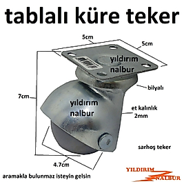 TABLALI KÜRE TEKERLEK SEHPA TEKERLEĞİ 50MM MASA TEKERLEĞİ TABLALI METAL