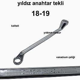 YILDIZ ANAHTAR 18-19 TEKLİ ANAHTAR KALİTE ORTA BOY SAĞLAM ÇELİK