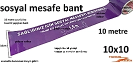 SOSYAL MESAFE BANT 10 METRE MOR RENK GÜVENLİK BANTI UYARI MESAFE YAPIŞKANI