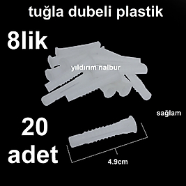 TUĞLA DUBELİ PLASTİK 8 LİK SAĞLAM 20 ADET DUVAR DUBELİ