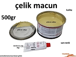 ÇELİK MACUN 500GR SARI RENK ÇİFT KARIŞIM KAPORTA TAMİR MACUNU SAĞLAM