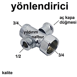 YÖNLENDİRİCİ DUŞ SETİ SÜRGÜLÜ AÇ KAPA YÖN VERİCİ 3/4 AYIRICI AÇ KAPA