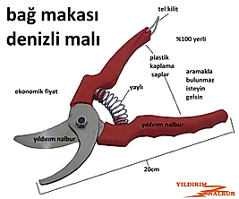 BAĞ MAKASI YERLİ PLASTİK SAP BUDAMA MAKASI DENİZLİ EKONOMİK