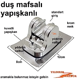 DUŞ MAFSALI KROM RENK YAPIŞKANLI FİSKİYE OTURAĞI BANYO EL DUŞU SEHPASI PLASTİK