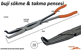 BUJİ SÖKME TAKMA PENSESİ HALKALI KARGABURNU UZUN TİP BUJİ KARGA BURNU