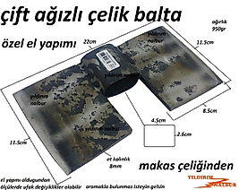 ÇİFT AĞIZLI MAKAS ÇELİK BALTA SAPSIZ ÇİFT TARAFLI BALTA DÖVME ÇELİK